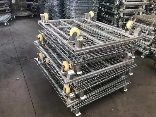 Supermarket 800-1700KGS Memuat Wadah Penyimpanan Wire Mesh Dapat Dilipat